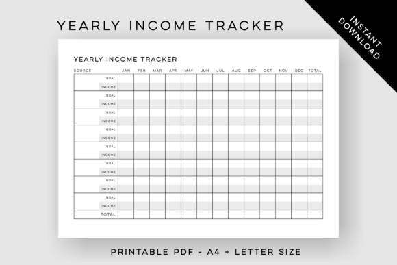 Download Printable Yearly Income Tracker - Year Collection