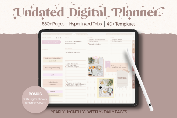 Download Neutral Undated Yearly Digital Planner - Year Collection