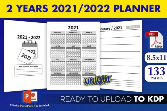 Download 2 Years 2021 / 2022 Planner KDP Interior - Year Collection